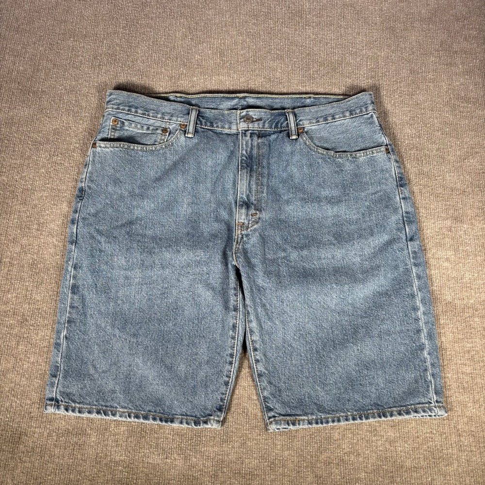 Levis 505 Jean Shorts Men 38 Regular Fit Light Blue Denim Cotton Skater Workwear